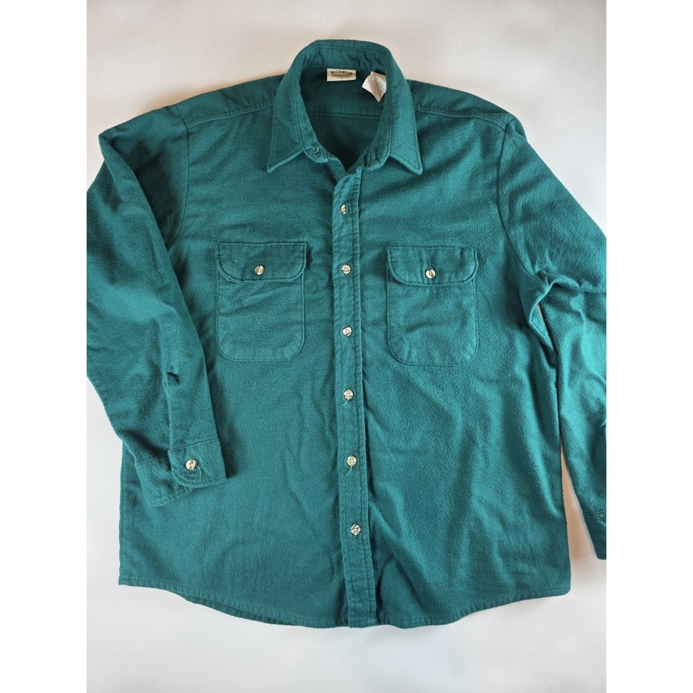 Vintage Five Brother Size Large Button Up Shirt Long Sleeve Green Flannel Soft